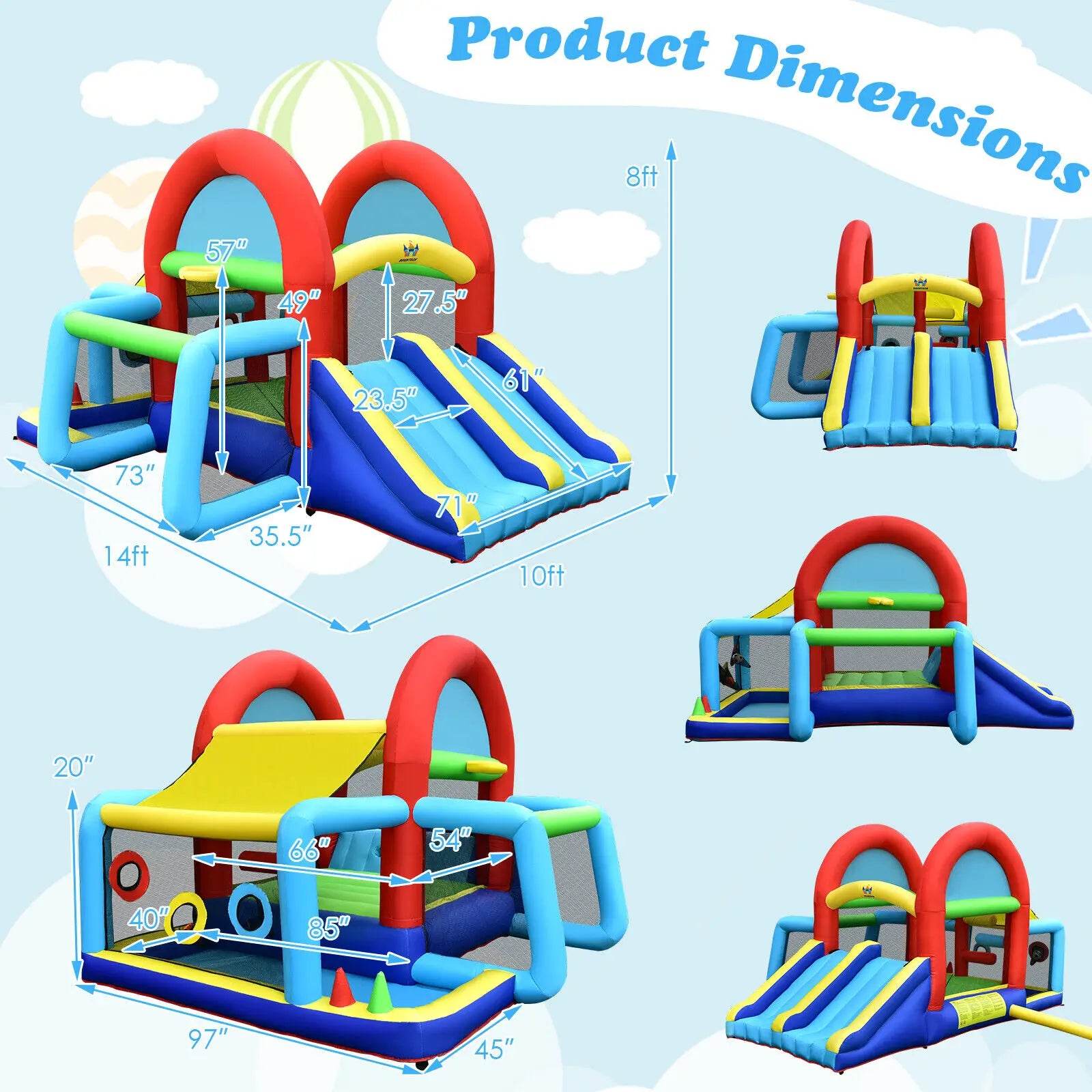 Inflatable Bounce House Kids Bouncy Jumping Castle with Dual Slides Without Blower - ToylandEU