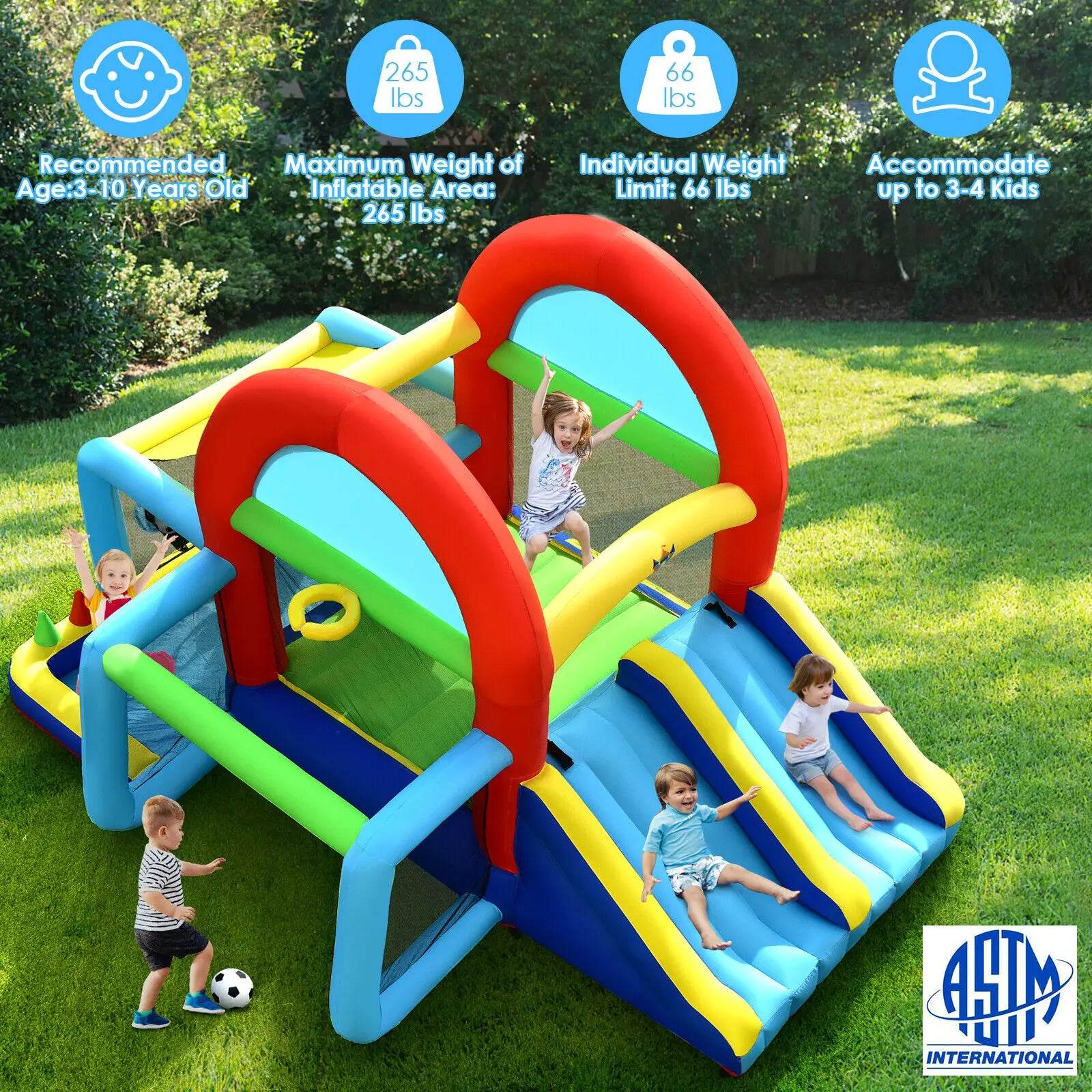 Inflatable Bounce House Kids Bouncy Jumping Castle with Dual Slides Without Blower - ToylandEU