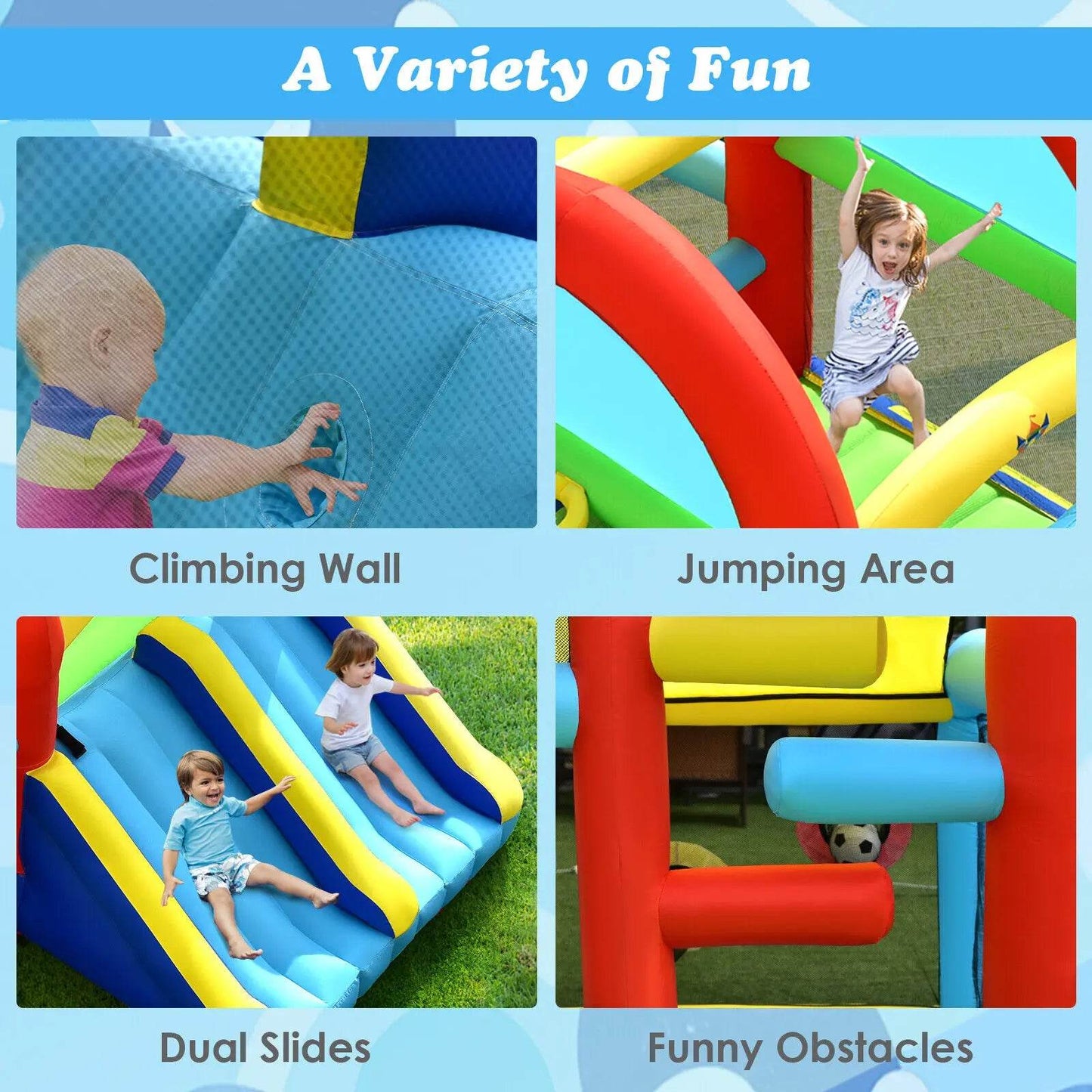 Inflatable Bounce House Kids Bouncy Jumping Castle with Dual Slides Without Blower - ToylandEU