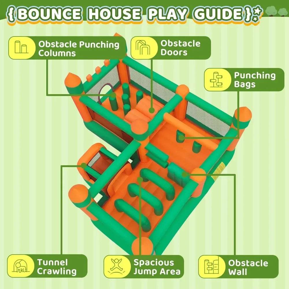 Inflatable Bounce House Kids Obstacle Bouncy Castle for Indoor Outdoor - ToylandEU