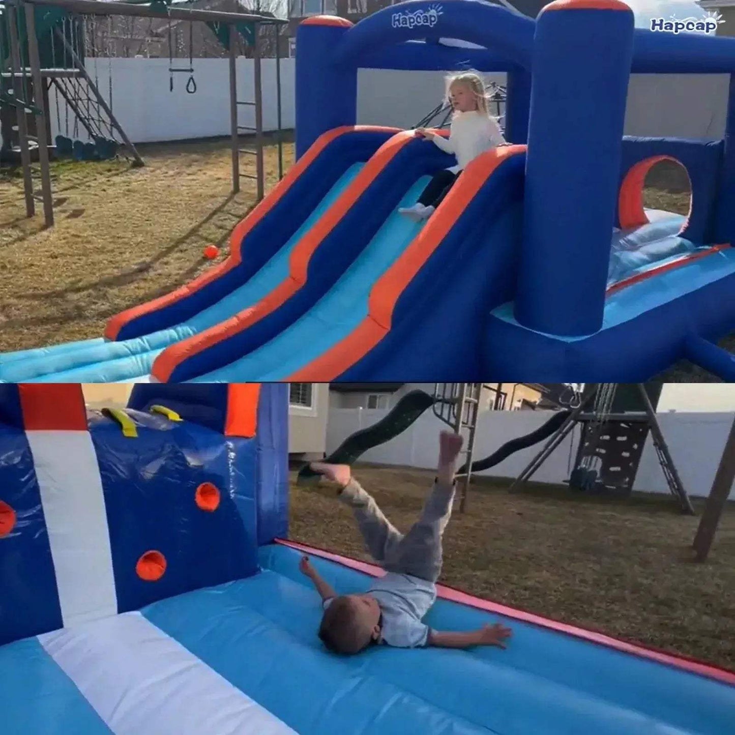 Inflatable Bounce House Obstacle Course With Dual Racing Slides - ToylandEU