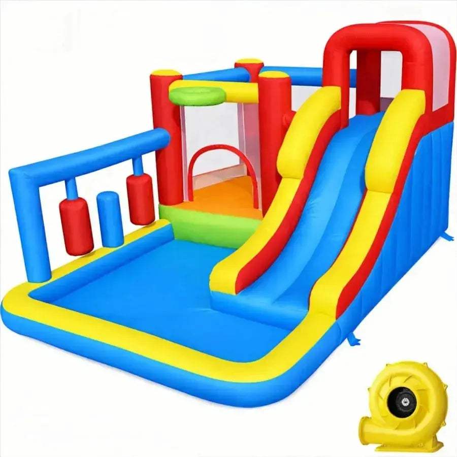 Inflatable Bounce House Obstacle Course With Slide And Ball Pit - ToylandEU