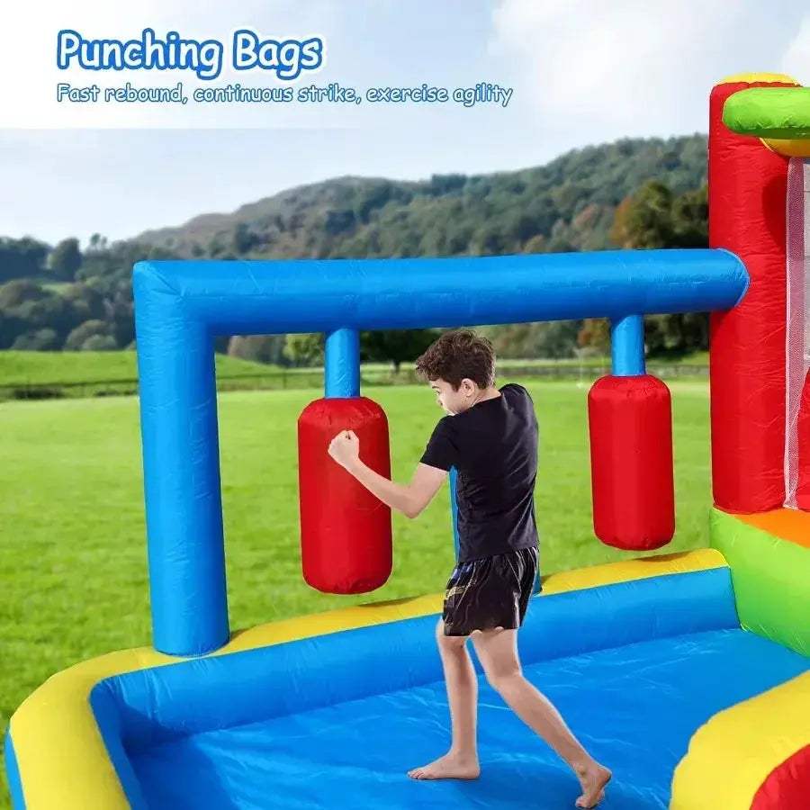 Inflatable Bounce House Obstacle Course With Slide And Ball Pit - ToylandEU