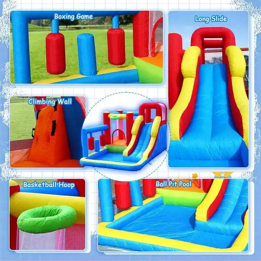 Inflatable Bounce House Obstacle Course With Slide And Ball Pit - ToylandEU