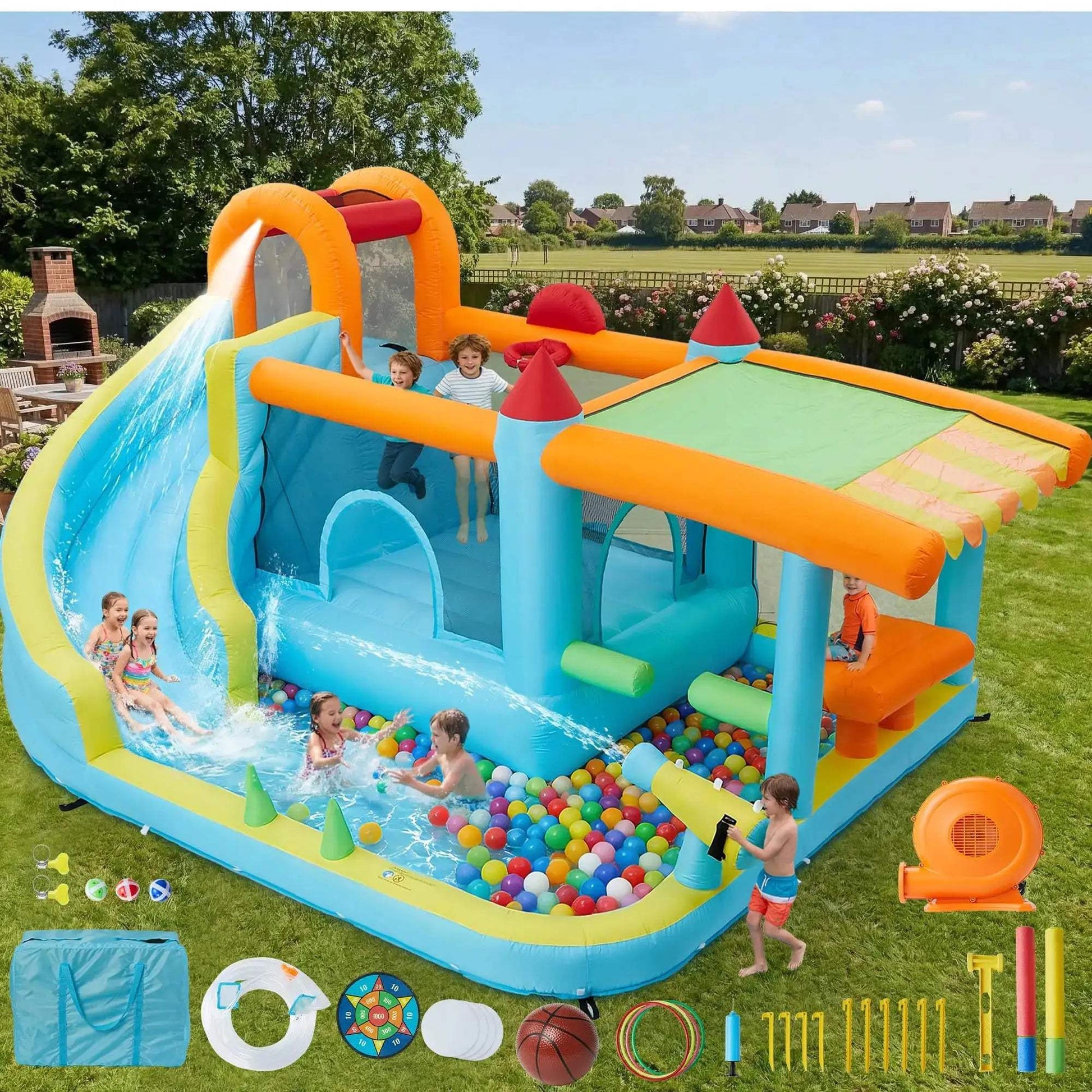  Inflatable Bounce House Water Slide All Weather 12 In 1 -  ToylandEU™