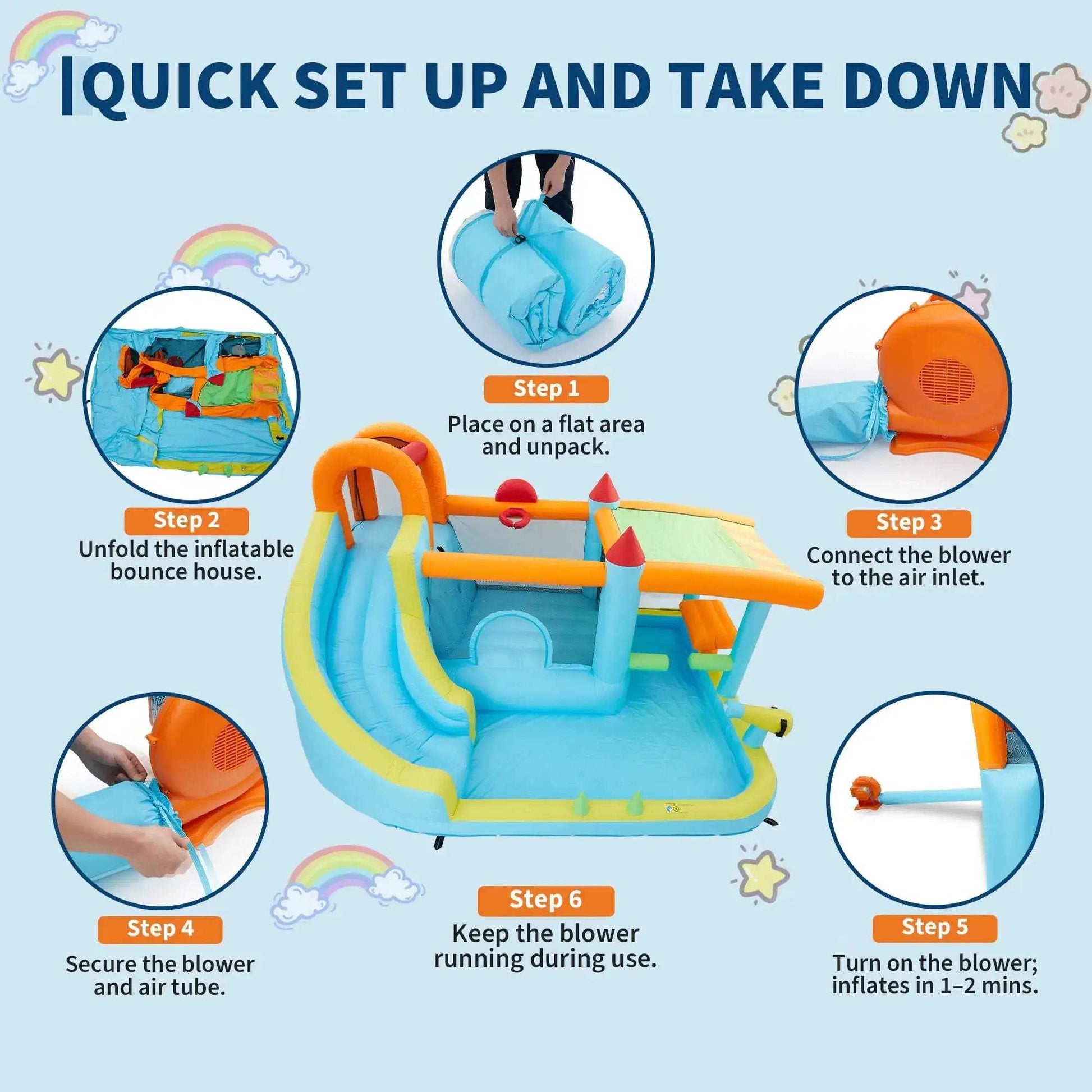  Inflatable Bounce House Water Slide All Weather 12 In 1 -  ToylandEU™
