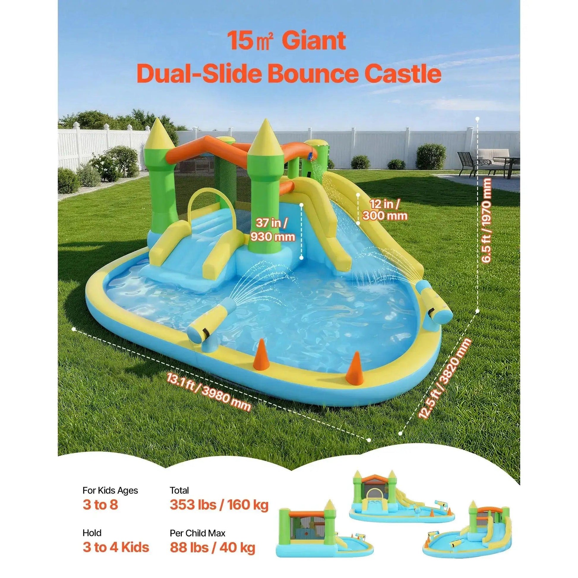  Inflatable Bounce House Water Slide And Basketball Hoop -  ToylandEU™