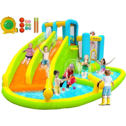  Inflatable Bounce House Water Slide Dual Slides Durable -  ToylandEU™