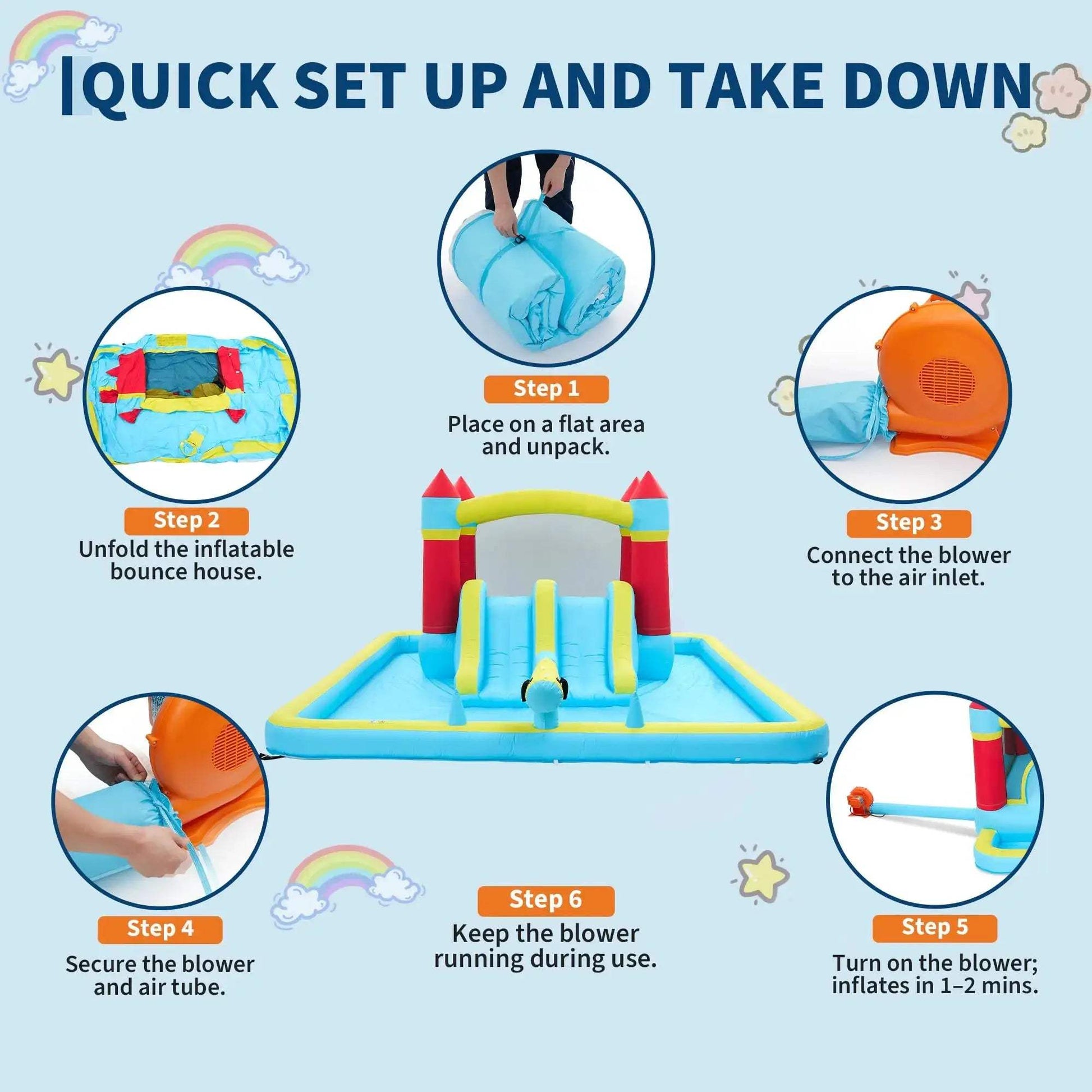  Inflatable Bounce House Water Slide Durable Fun -  ToylandEU™