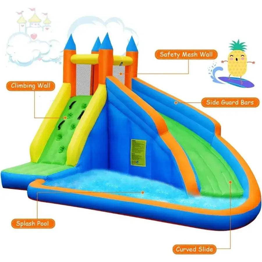 Inflatable Bounce House Water Slide With Climbing Wall Easy Setup - ToylandEU