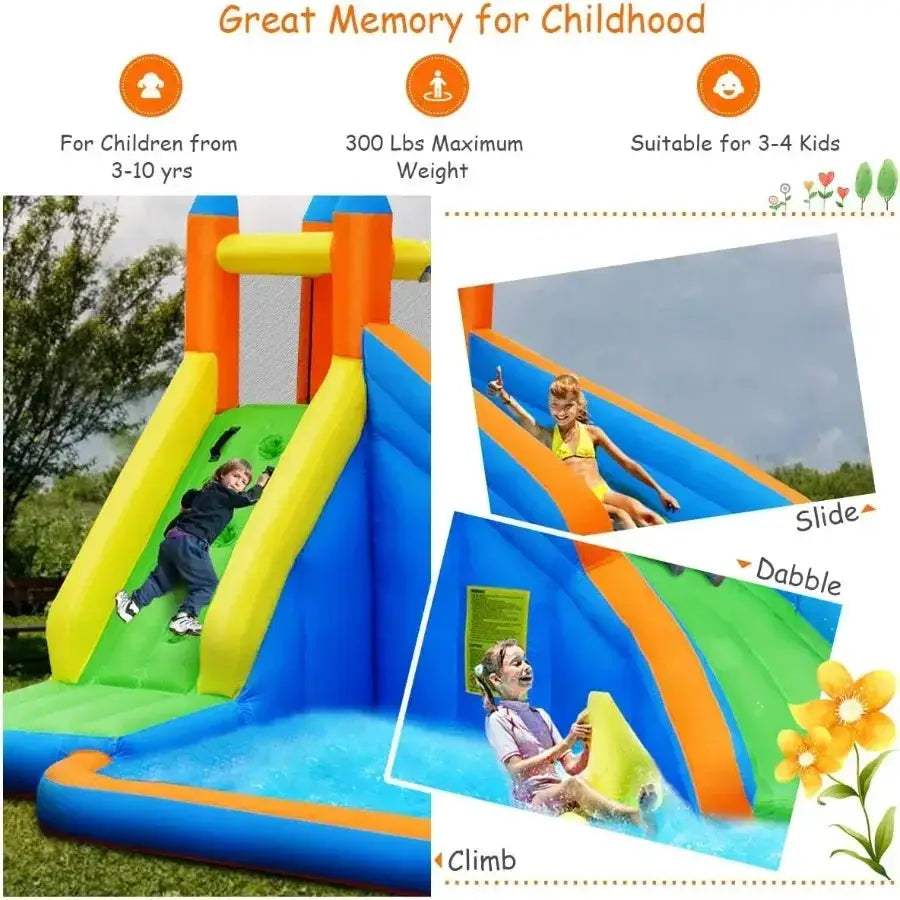 Inflatable Bounce House Water Slide With Climbing Wall Easy Setup - ToylandEU