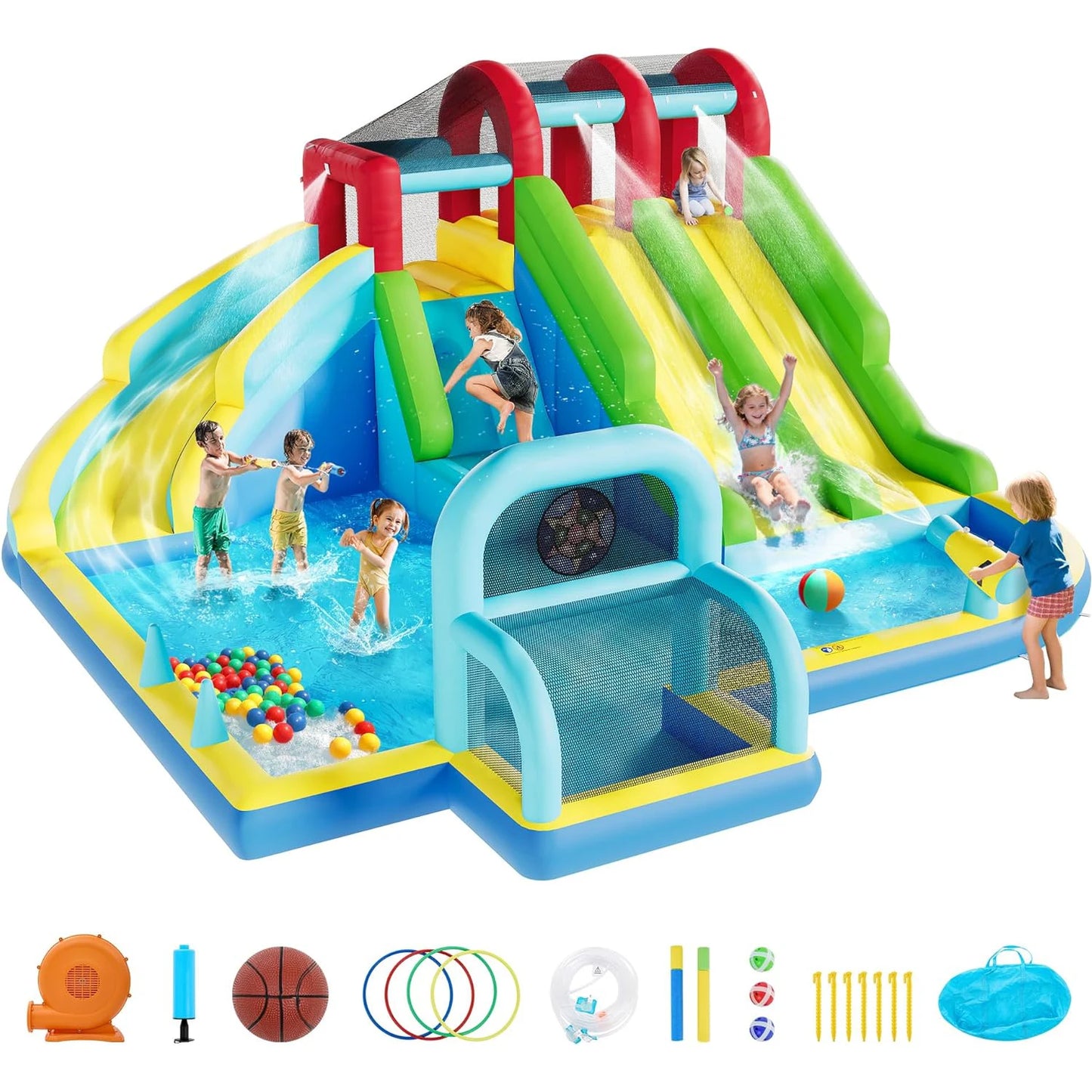 Inflatable Bounce House With Blower For Kids Backyard Fun