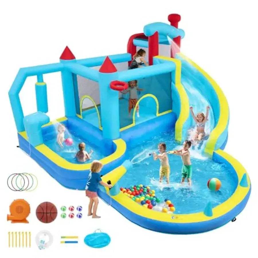 Inflatable Bounce House With Climbing Wall And Splash Pool - ToylandEU