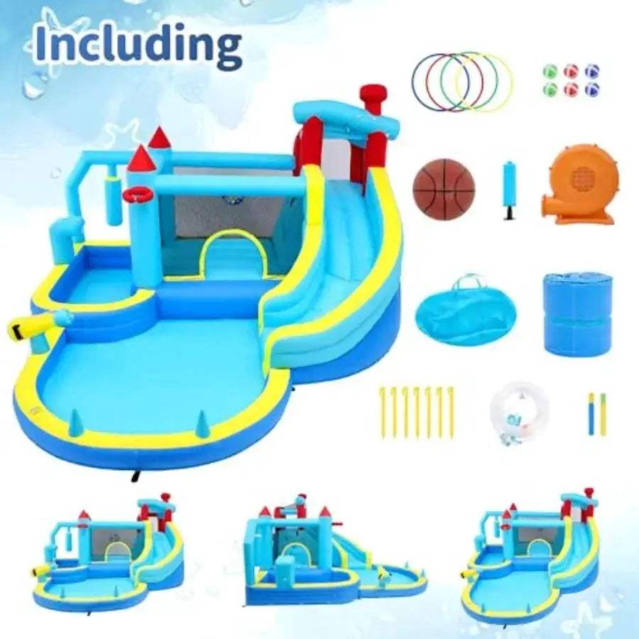 Inflatable Bounce House With Climbing Wall And Splash Pool - ToylandEU
