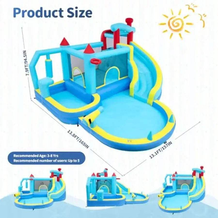 Inflatable Bounce House With Climbing Wall And Splash Pool - ToylandEU
