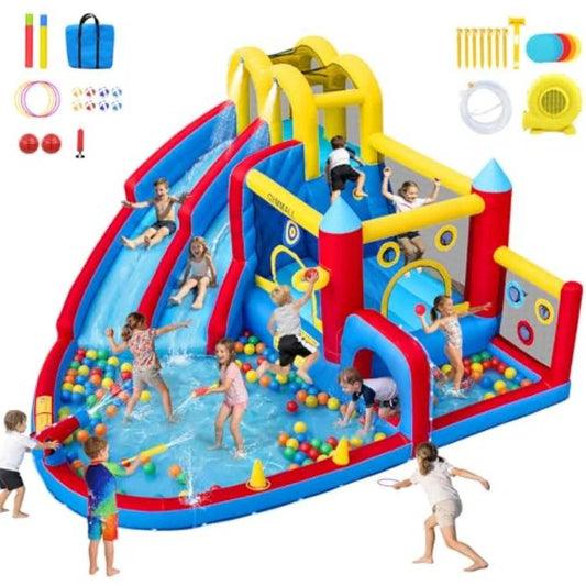  Inflatable Bounce House With Double Water Slide And Pool -  ToylandEU™