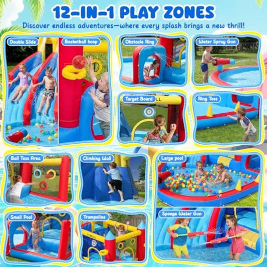  Inflatable Bounce House With Double Water Slide And Pool -  ToylandEU™