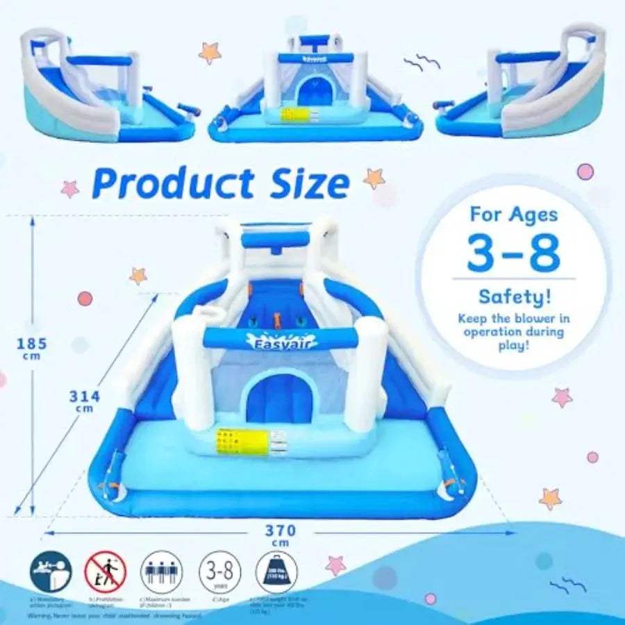Inflatable Bounce House With Dual Water Slides For Backyard - ToylandEU