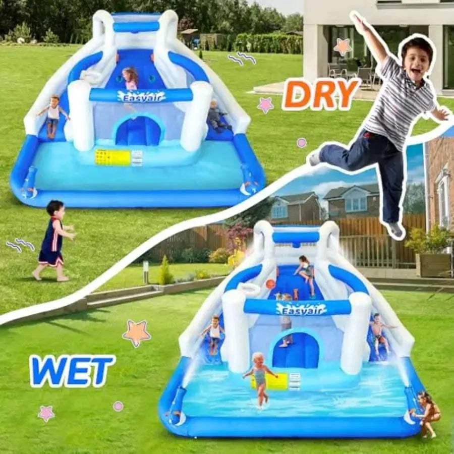 Inflatable Bounce House With Dual Water Slides For Backyard - ToylandEU