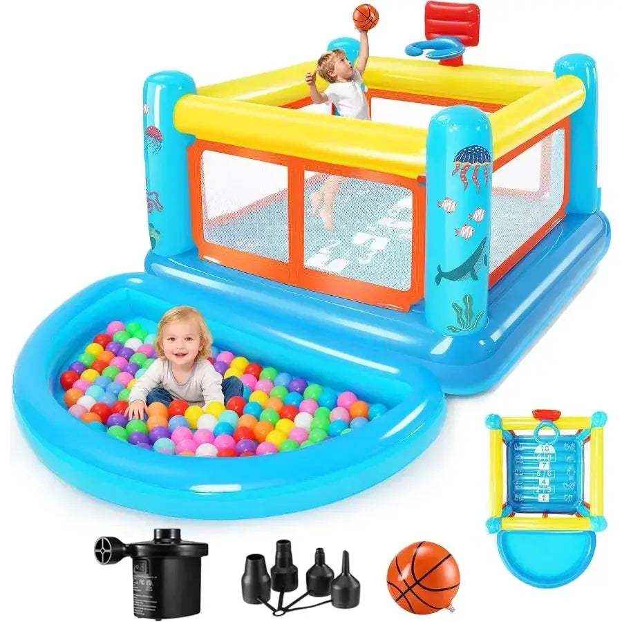 Inflatable Bounce House With Removable Ball Pit And Basketball Hoop - ToylandEU