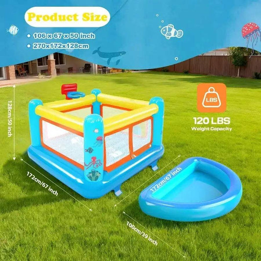  Inflatable Bounce House With Durable Ball Pit And Hoop -  ToylandEU™