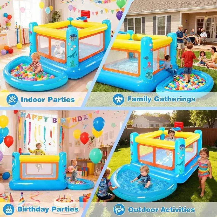 Inflatable Bounce House With Removable Ball Pit And Basketball Hoop - ToylandEU