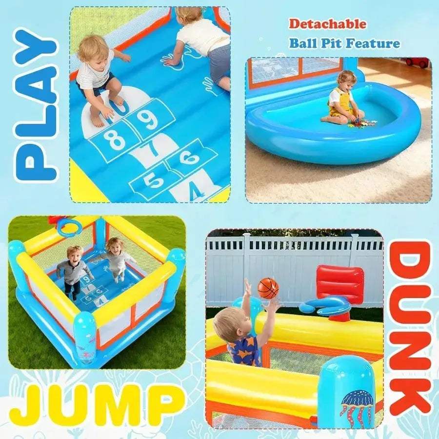 Inflatable Bounce House With Removable Ball Pit And Basketball Hoop - ToylandEU