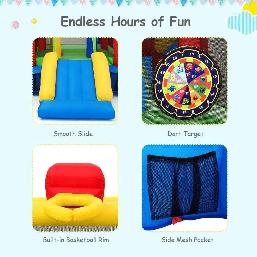 Inflatable Bounce House With Slide 6 In 1 Indoor Outdoor - ToylandEU