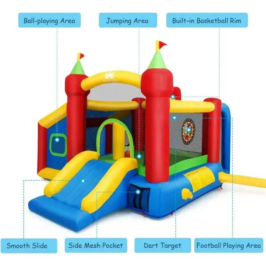 Inflatable Bounce House With Slide 6 In 1 Indoor Outdoor - ToylandEU