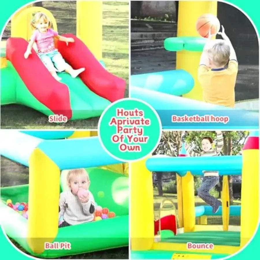 Inflatable Bounce House With Slide And Ball Pool Basketball - ToylandEU