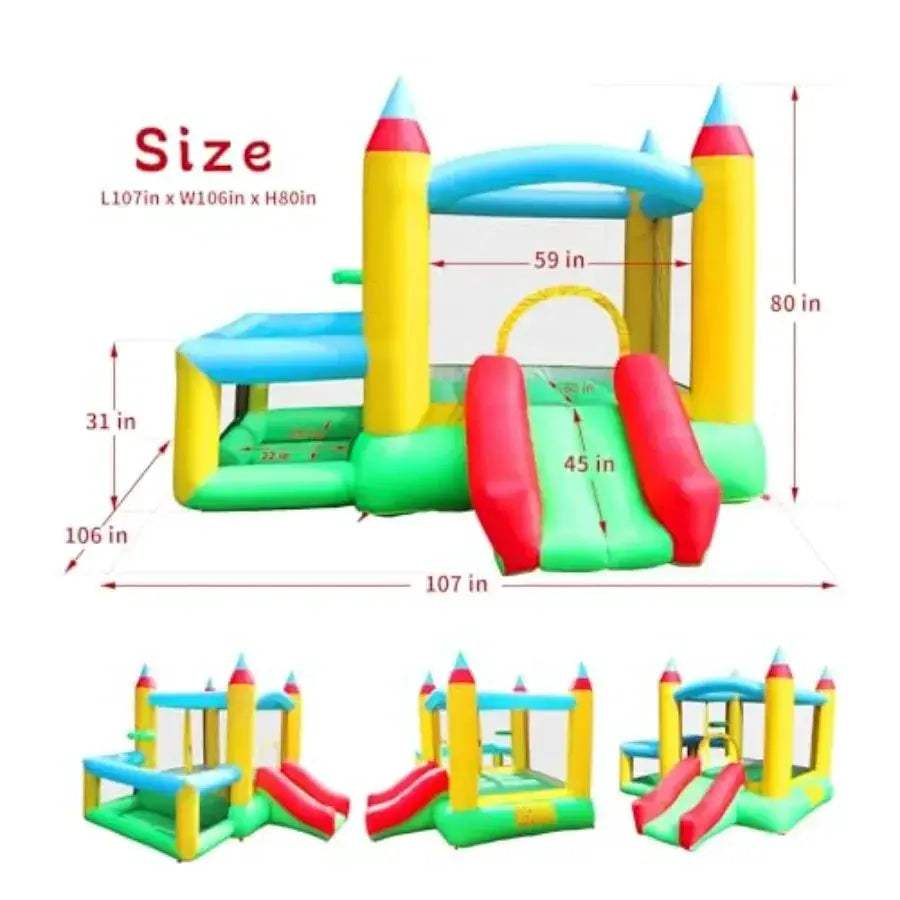 Inflatable Bounce House With Slide And Ball Pool Basketball - ToylandEU