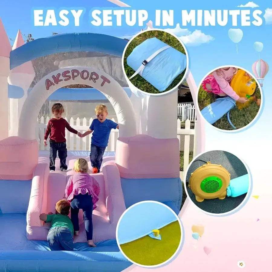 Inflatable Bounce House With Slide And Ball Pool For Kids - ToylandEU