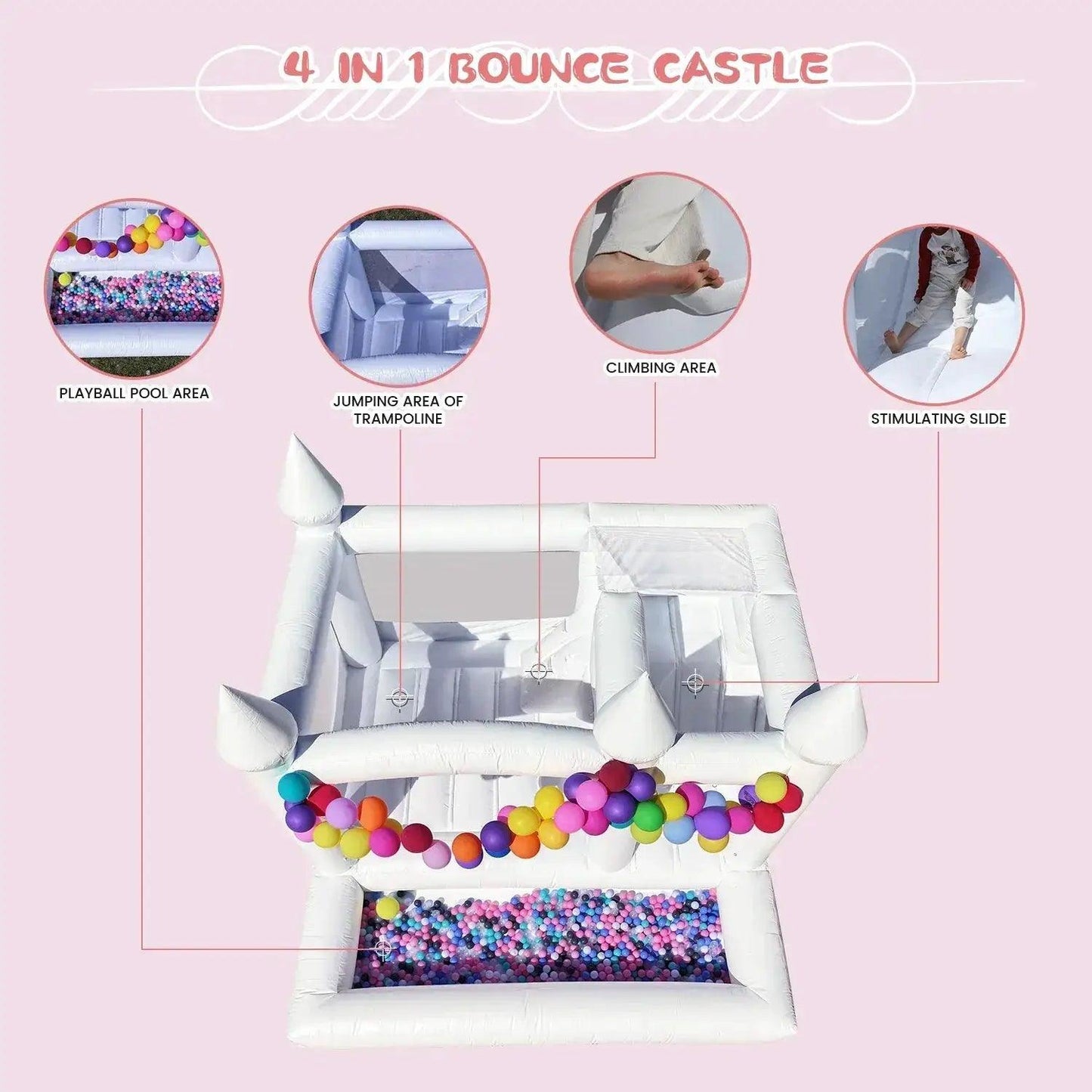  Inflatable Bounce House With Slide Castle Durable PVC -  ToylandEU™