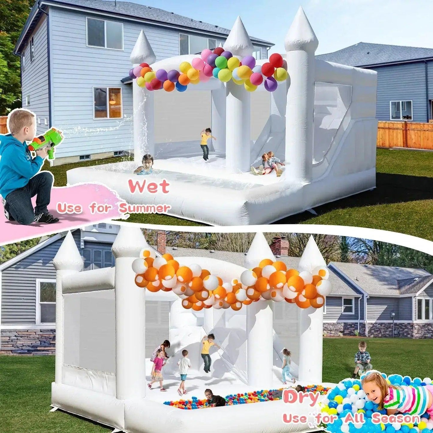  Inflatable Bounce House With Slide Castle Durable PVC -  ToylandEU™