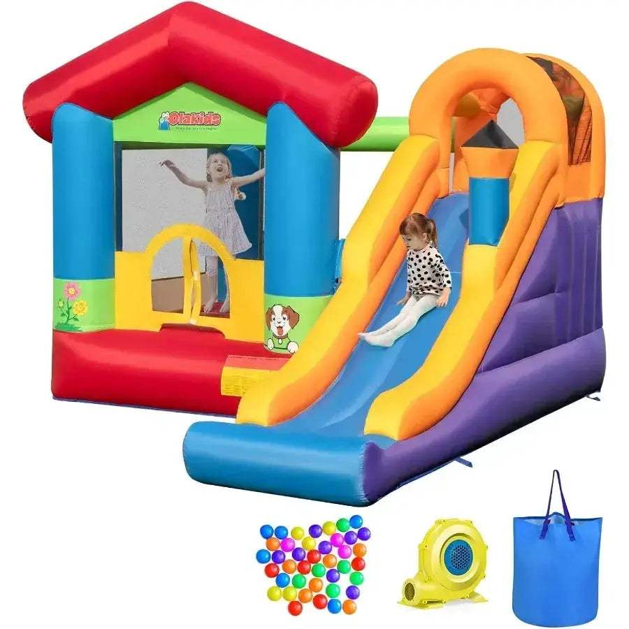Inflatable Bounce House With Slide Climbing Wall And Basketball Rim - ToylandEU