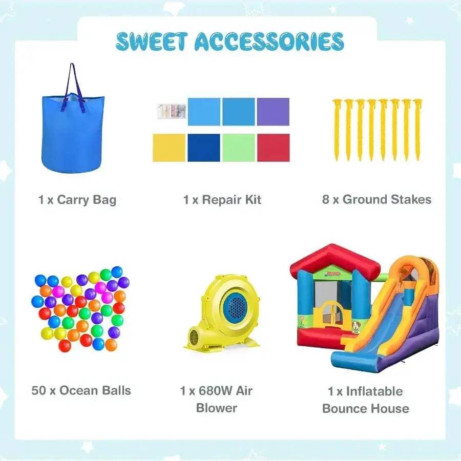 Inflatable Bounce House With Slide Climbing Wall And Basketball Rim - ToylandEU