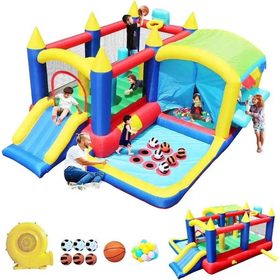 Inflatable Bounce House With Slide Durable 420D Oxford Fabric - ToylandEU