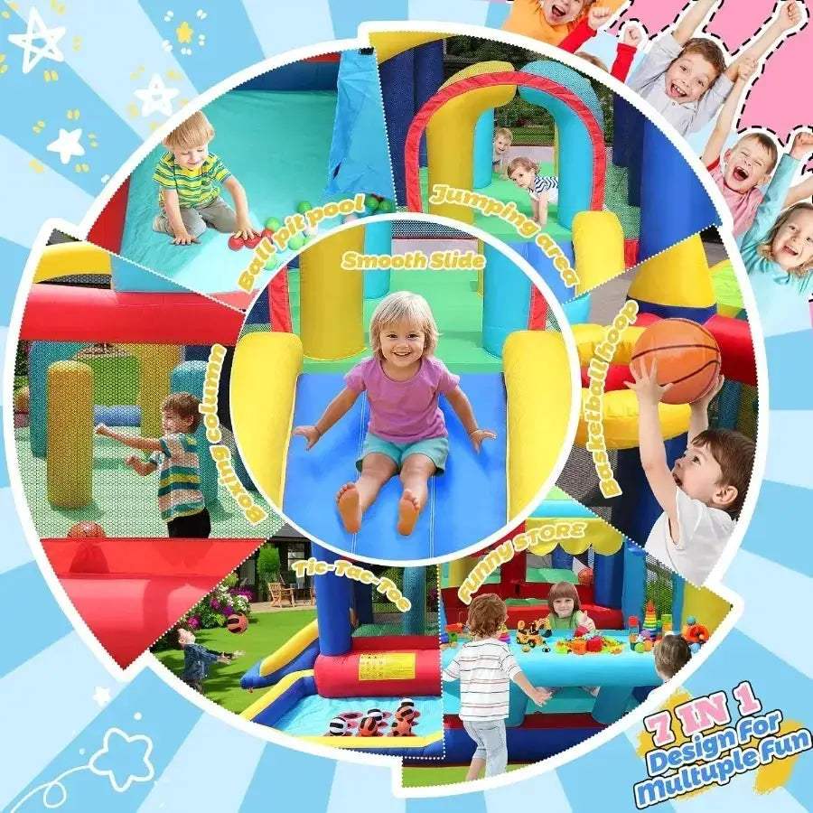 Inflatable Bounce House With Slide Durable 420D Oxford Fabric - ToylandEU