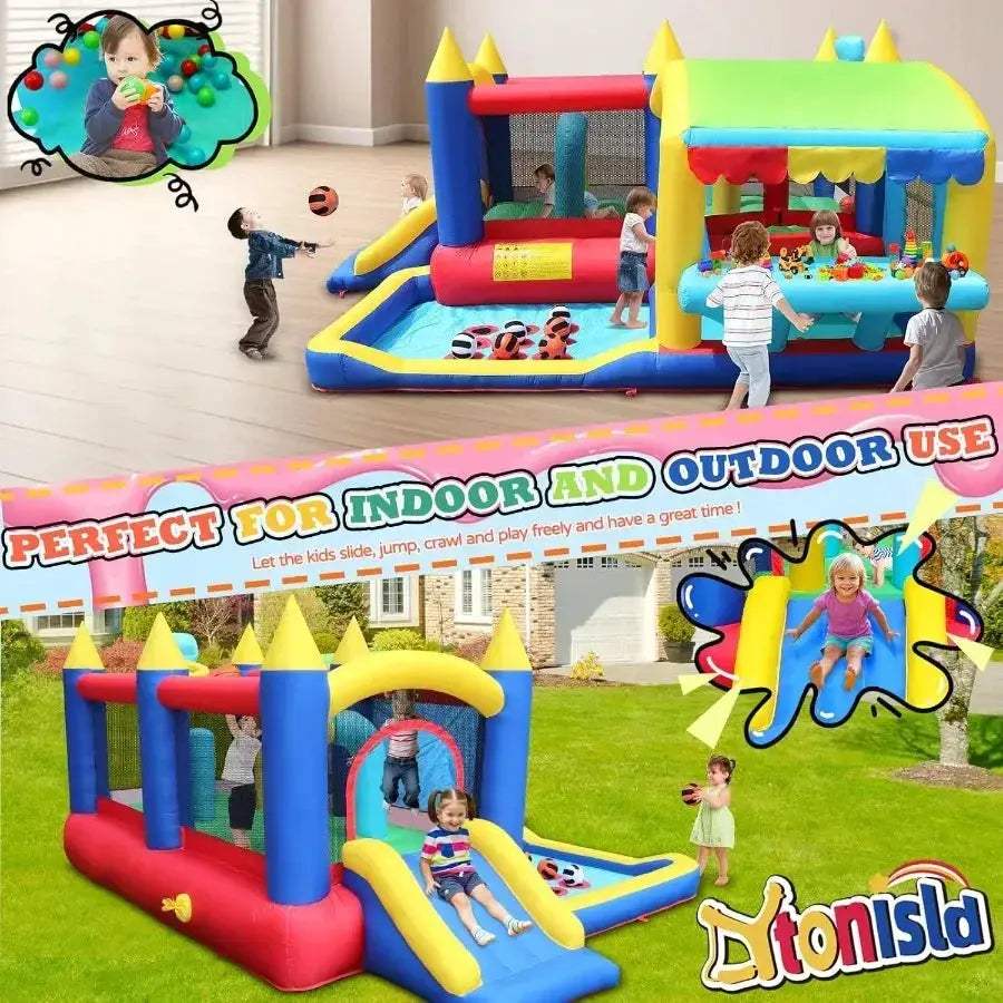 Inflatable Bounce House With Slide Durable 420D Oxford Fabric - ToylandEU