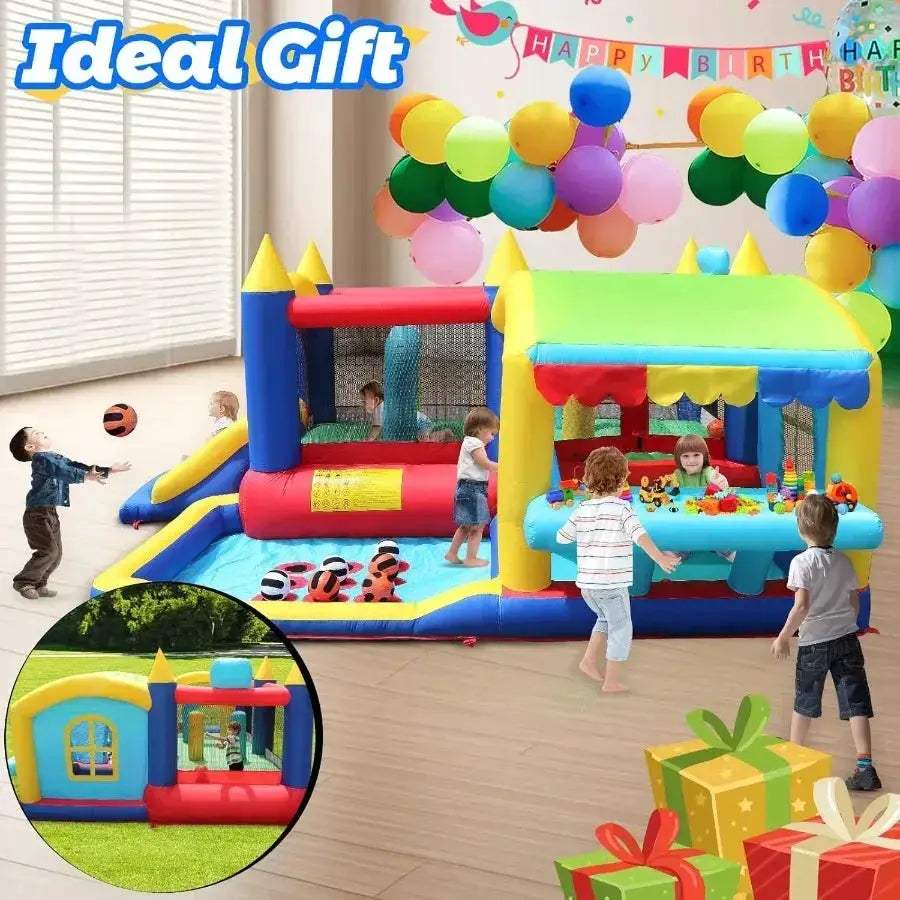 Inflatable Bounce House With Slide Durable 420D Oxford Fabric - ToylandEU