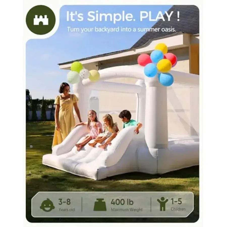Inflatable Bounce House With Slide For Kids 8x8 Compact - ToylandEU