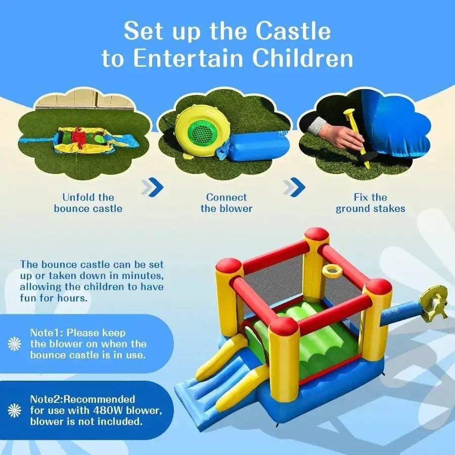 Inflatable Bounce House With Slide For Outdoor Fun - ToylandEU