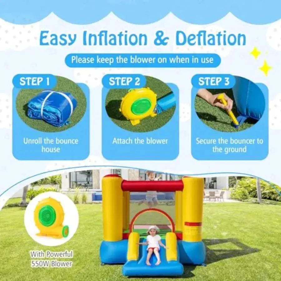 Inflatable Bounce House With Slide For Toddlers Indoor Outdoor Jumping - ToylandEU