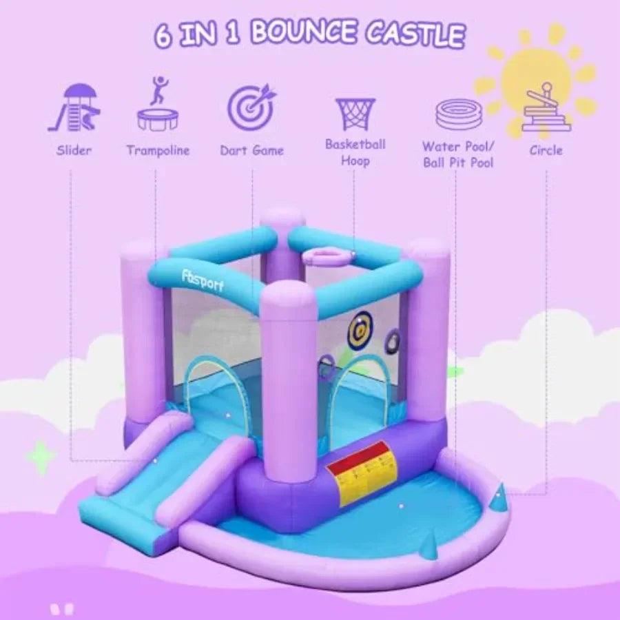  Inflatable Bounce House With Slide Indoor Outdoor Safe -  ToylandEU™