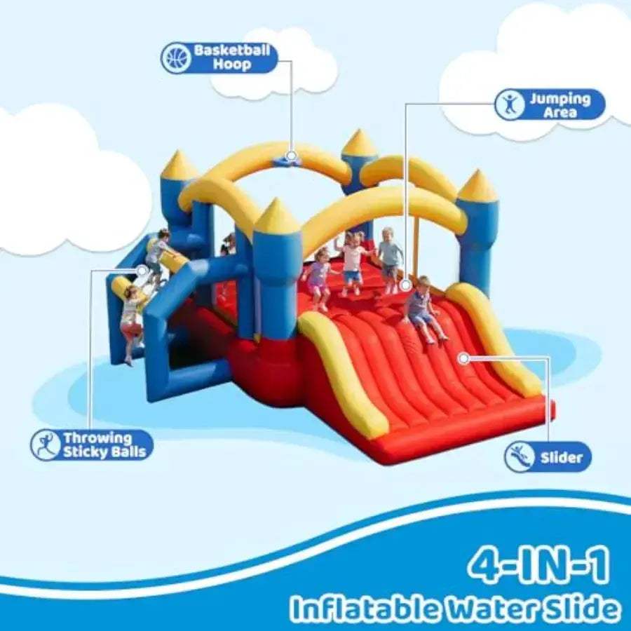  Inflatable Bounce House With Slide Indoor Outdoor Safe -  ToylandEU™