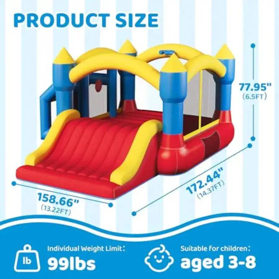  Inflatable Bounce House With Slide Indoor Outdoor Safe -  ToylandEU™