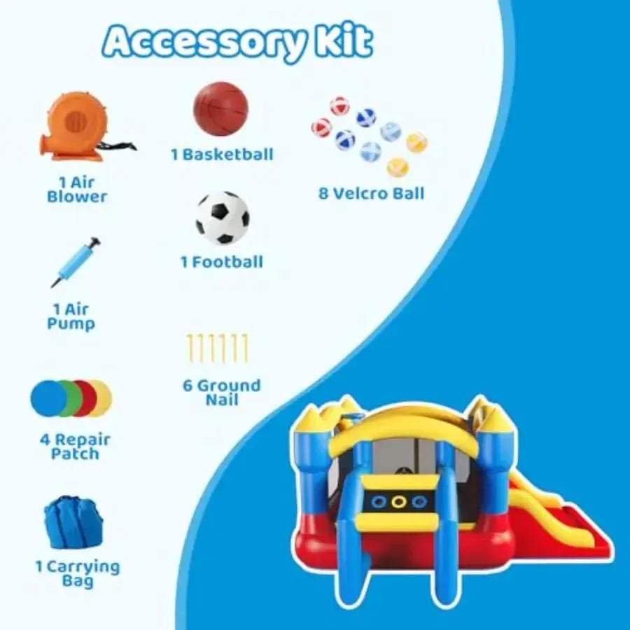  Inflatable Bounce House With Slide Indoor Outdoor Safe -  ToylandEU™