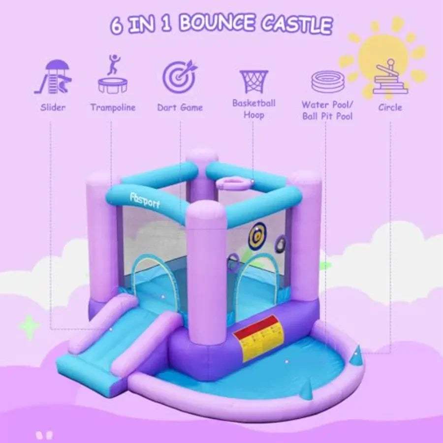 Inflatable Bounce House With Slide Indoor Outdoor Safe -  ToylandEU™