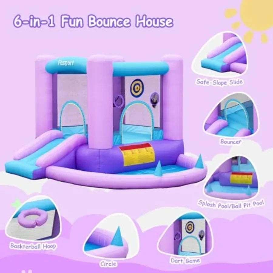  Inflatable Bounce House With Slide Indoor Outdoor Safe -  ToylandEU™