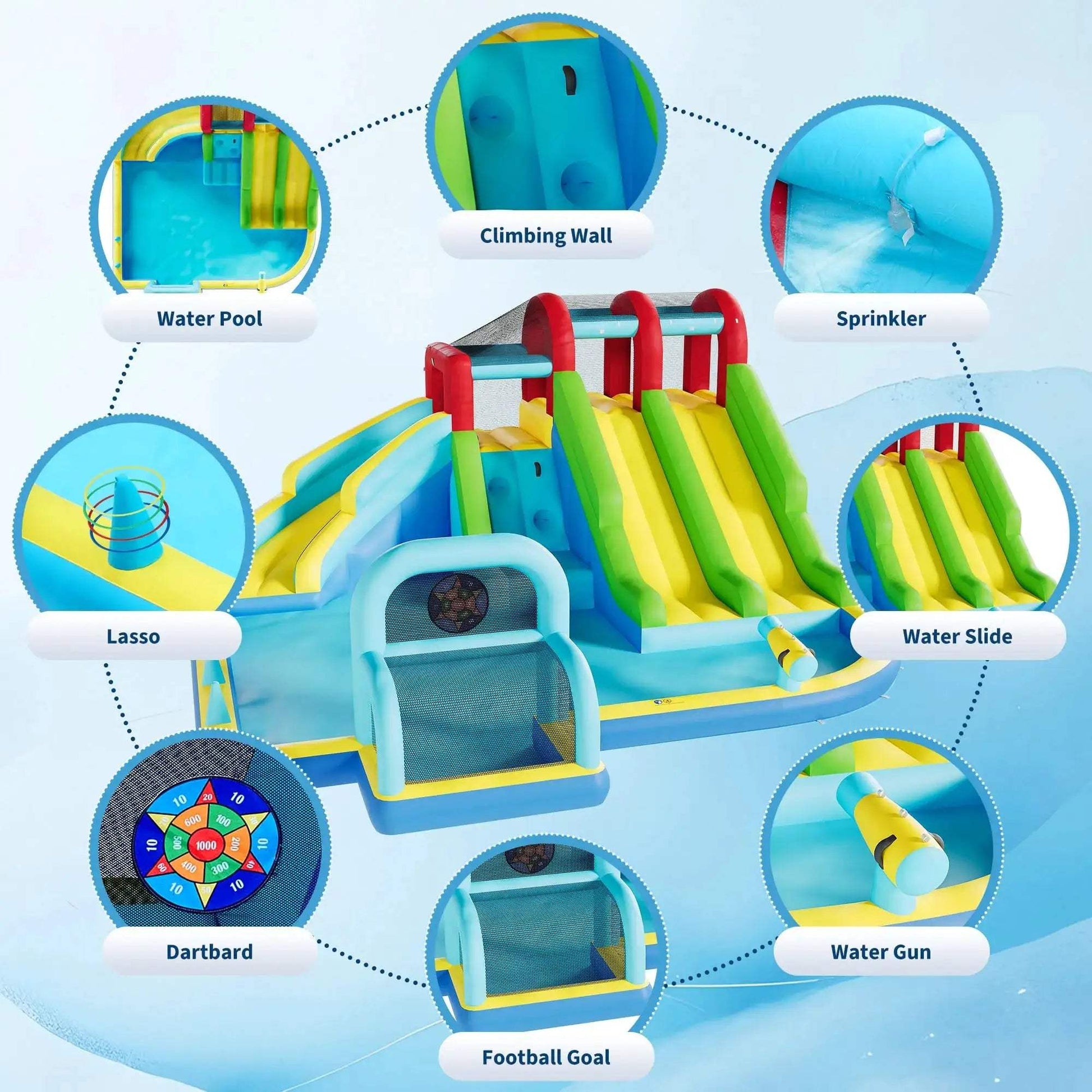  Inflatable Bounce House With Three Water Slides Durable -  ToylandEU™